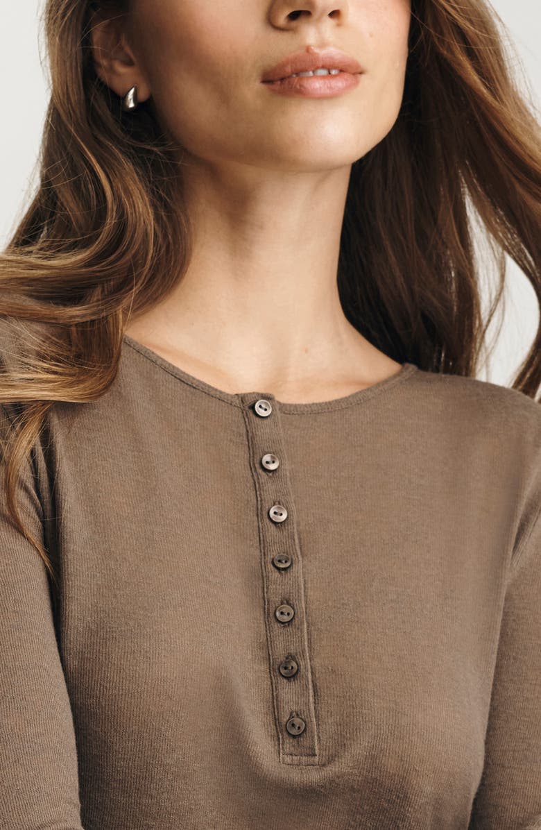 Mavi Jeans Long Sleeve Rib Henley, Alternate, color, Morel