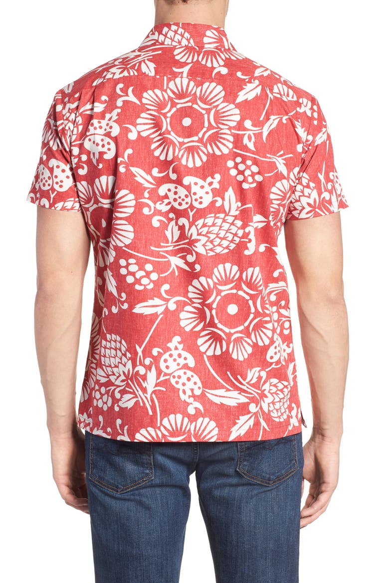 Duke's Pareo Trim Fit Sport Shirt, Alternate, color, SURFER RED