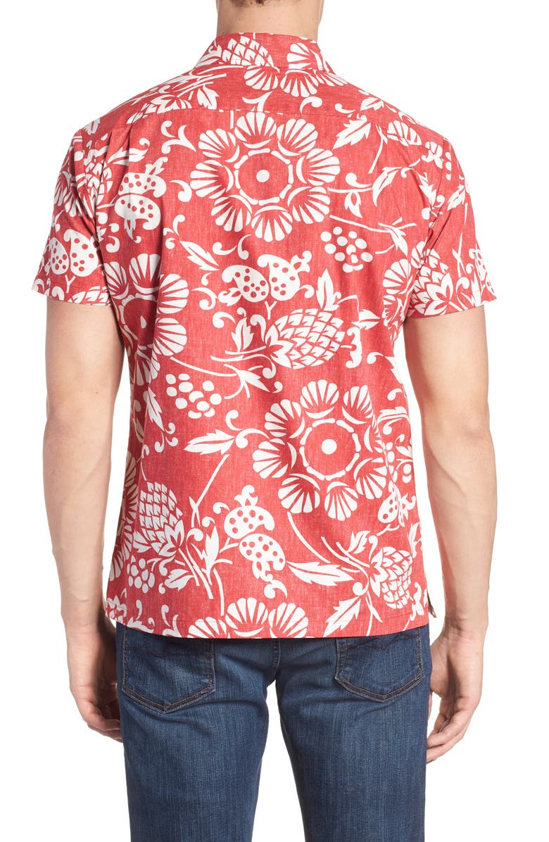 Kahala Duke's Pareo Trim Fit Sport Shirt, Alternate, color, Surfer Red
