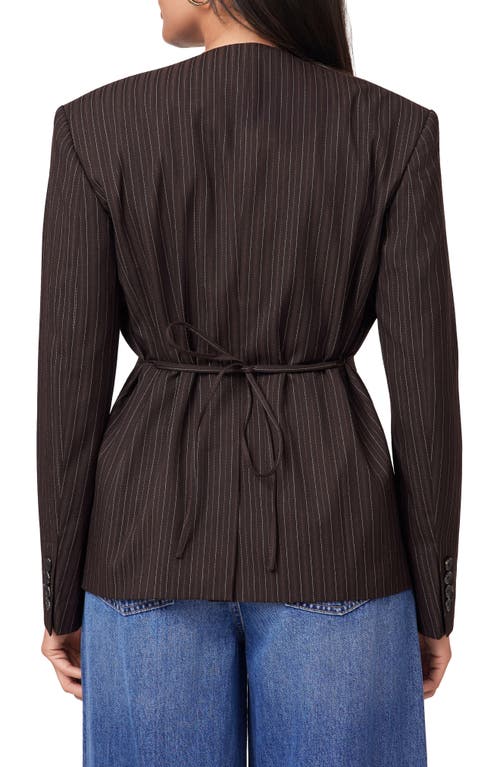 Scotch & Soda Pinstripe Belted Double Breasted Blazer In Multi