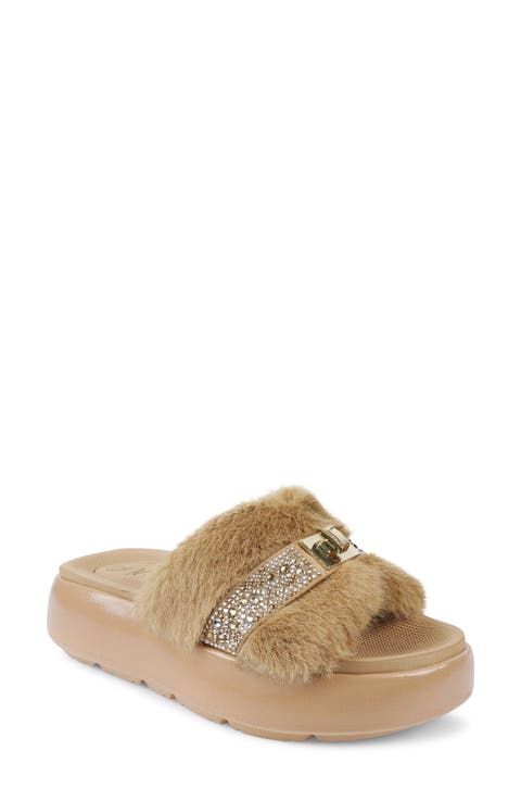 Finley Faux Fur Platform Sandal (Women)