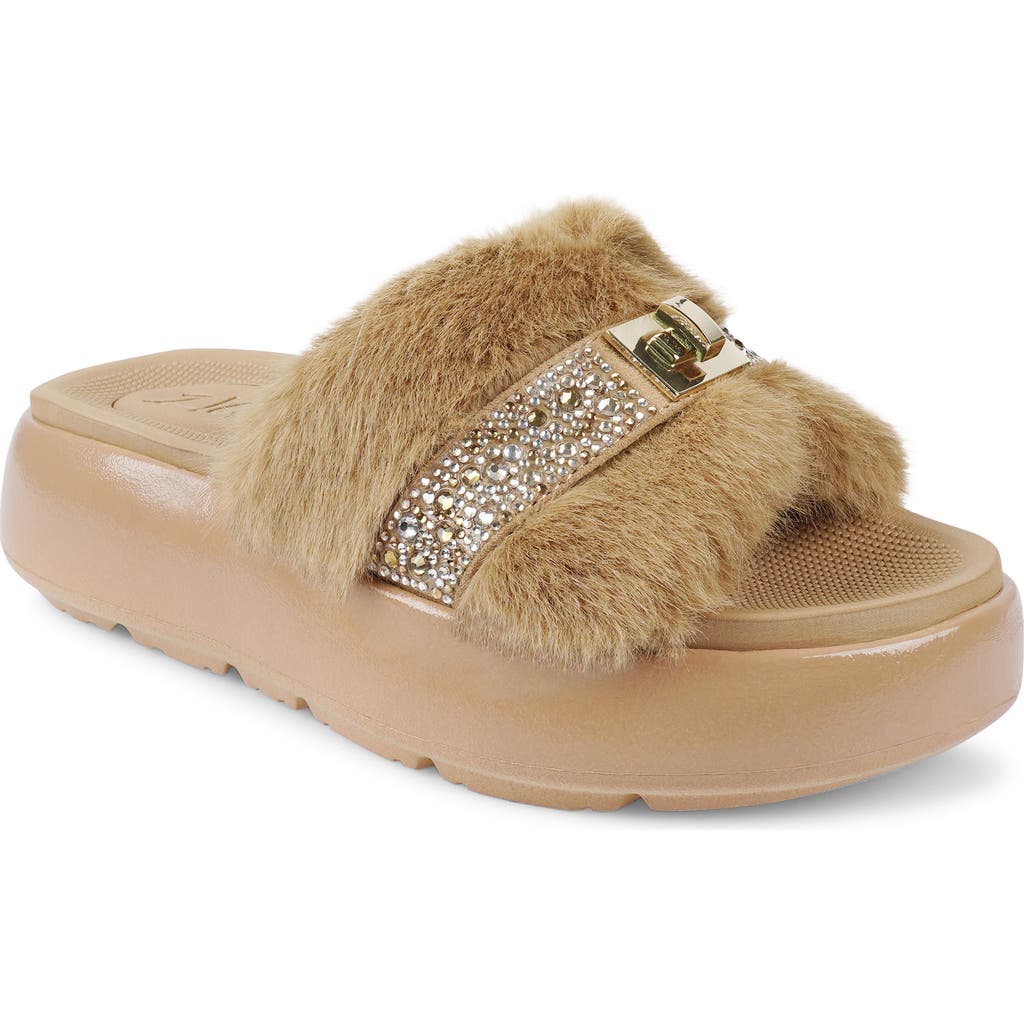 Zigi Finley Faux Fur Platform Sandal In Neutral