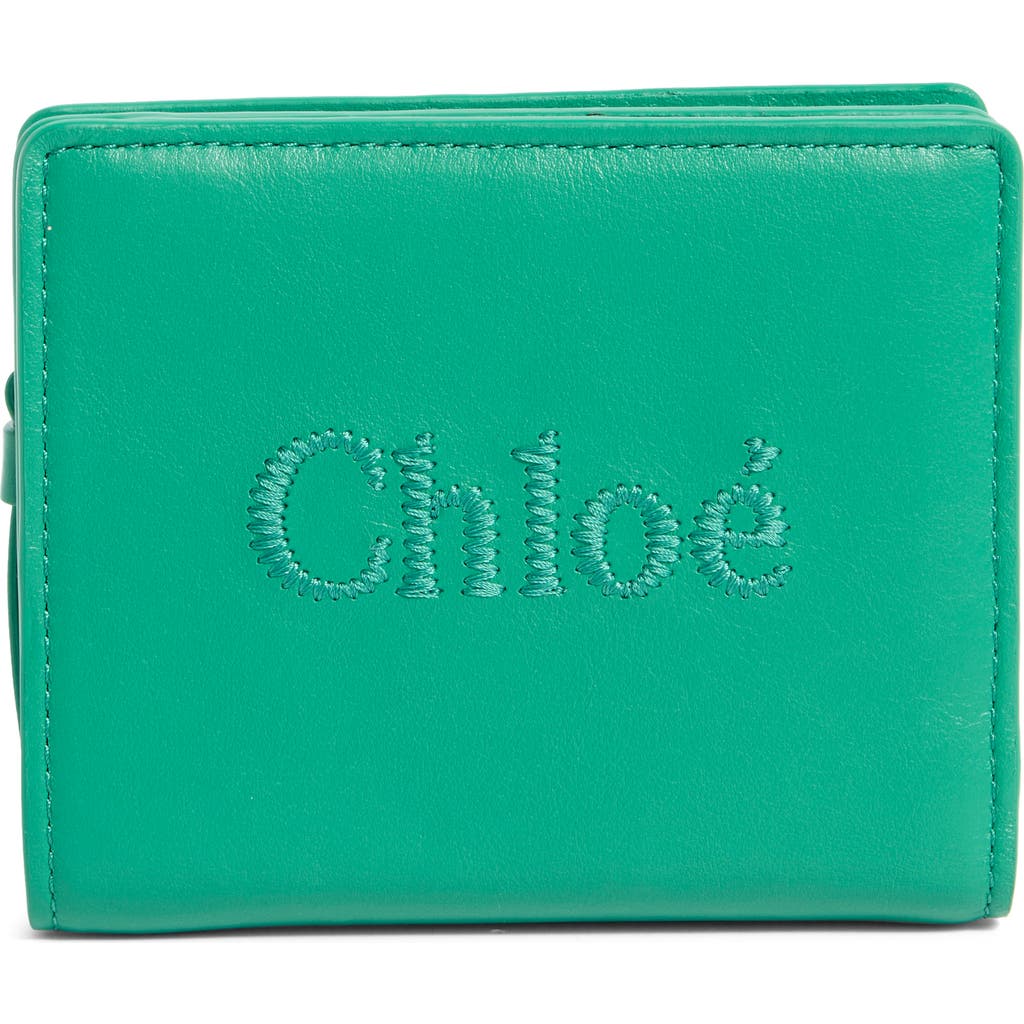 Chloé Sense Embroidered Logo Leather Wallet