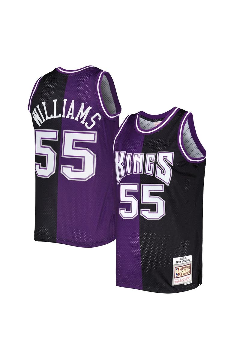 Mitchell & Ness Men's Mitchell & Ness Jason Williams Purple/Black Sacramento Kings Hardwood Classics 2000/01 Split Swingman Jersey, Main, color,