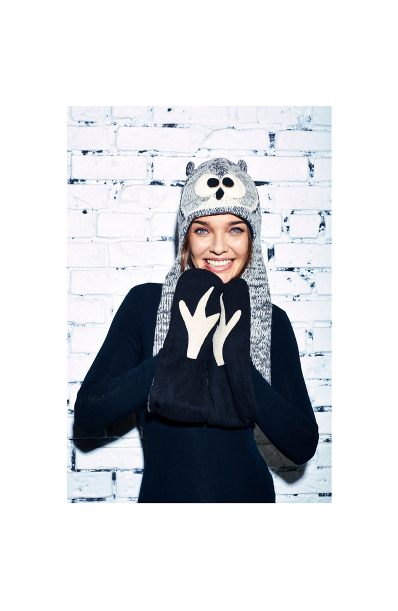 Nirvanna Designs Owl Hatscarf, Alternate, color, White