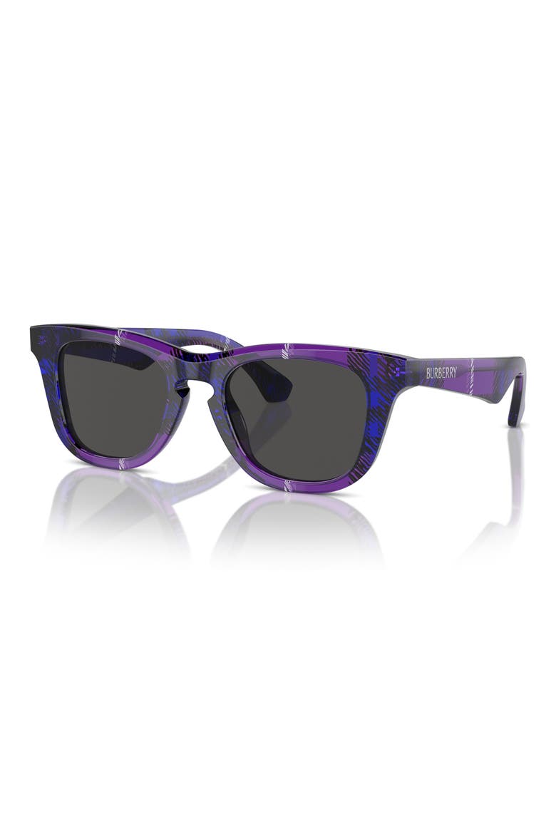 Kids' 46mm Small Square Sunglasses, Alternate, color, CHECK VIOLET / DARK GREY
