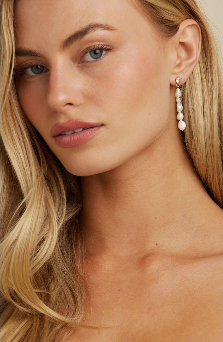 Untamed Petals Selena Pearl Drops, Alternate, color, Gold