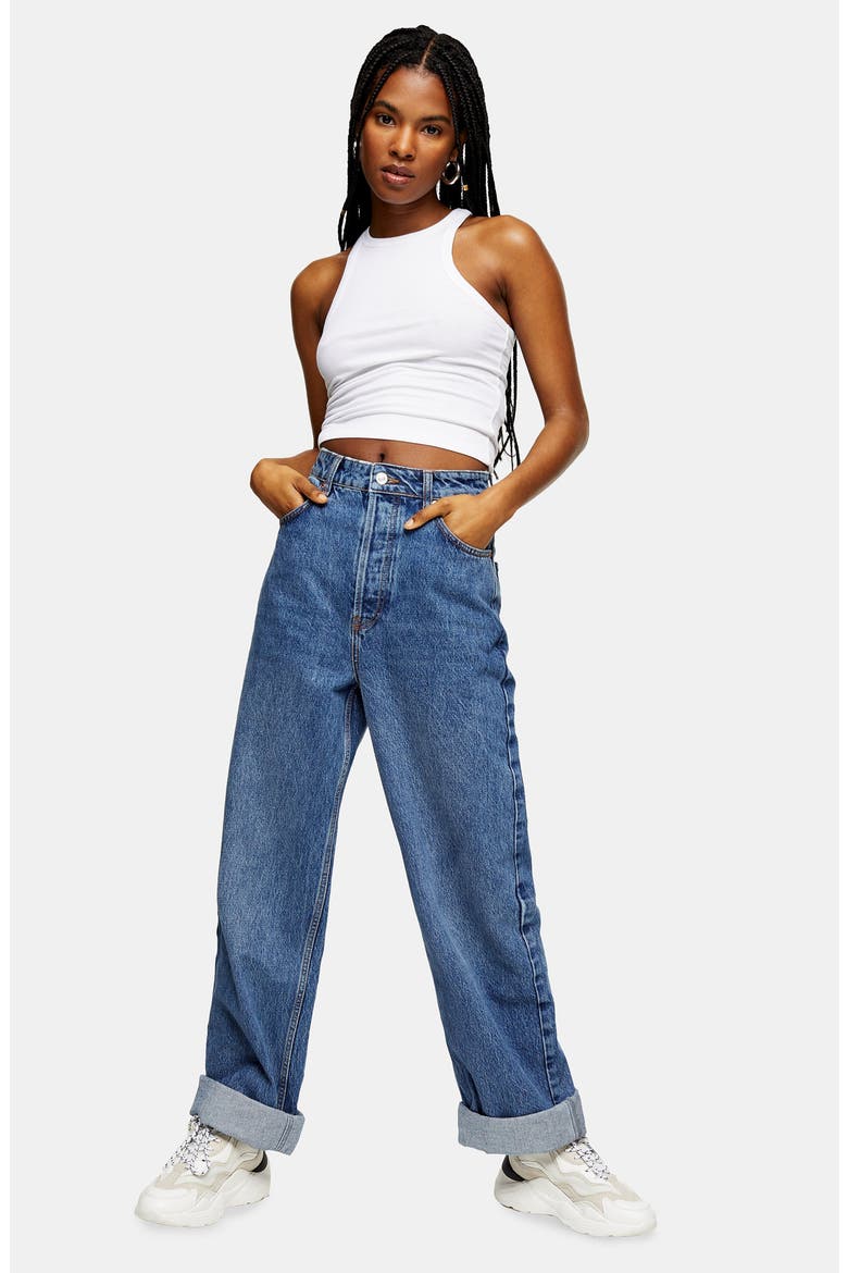 Oversize High Waist Mom Jeans, Alternate, color, MID DENIM