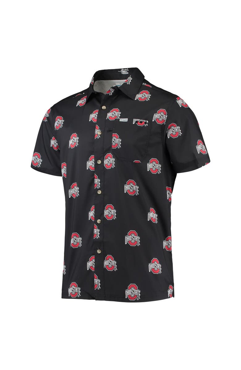 Columbia Men's Columbia Black Ohio State Buckeyes Super Slack Tide Omni-Shade Button-Up Shirt, Alternate, color, Black