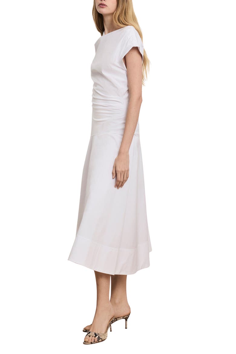 Lisette Stretch Cotton Midi Dress, Alternate, color, WHITE