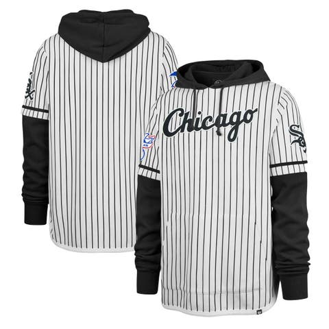 Men's '47 White Chicago White Sox Pinstripe Double Header Pullover Hoodie