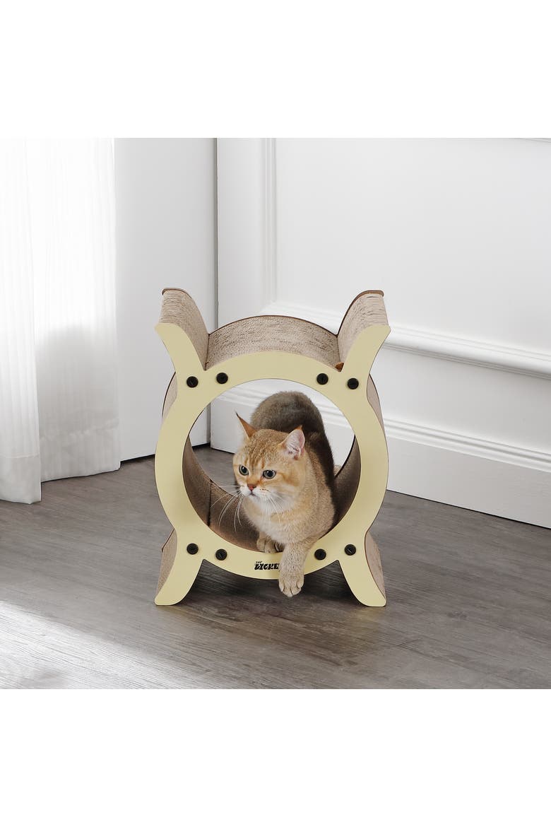 Nyan Modern Cardboard Tunnel Cat Scratcher with Catnip, Alternate, color, Almond