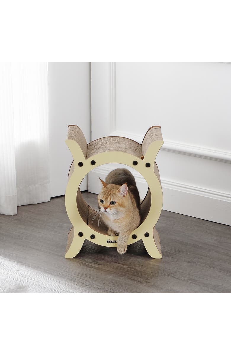 The Licker Store Nyan Modern Cardboard Tunnel Cat Scratcher with Catnip, Alternate, color, Almond