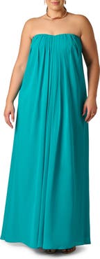 Adrianna Papell Strapless Chiffon Gown