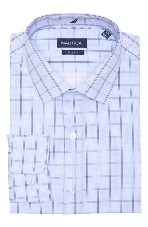 Slim Fit Grid Print Dress Shirt