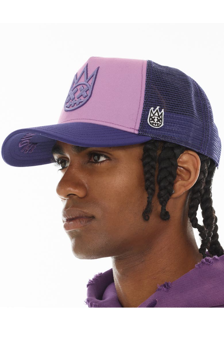 Cult of Individuality Shimuchan Logo Colorblock Trucker Hat, Alternate, color, Dusty Lavender