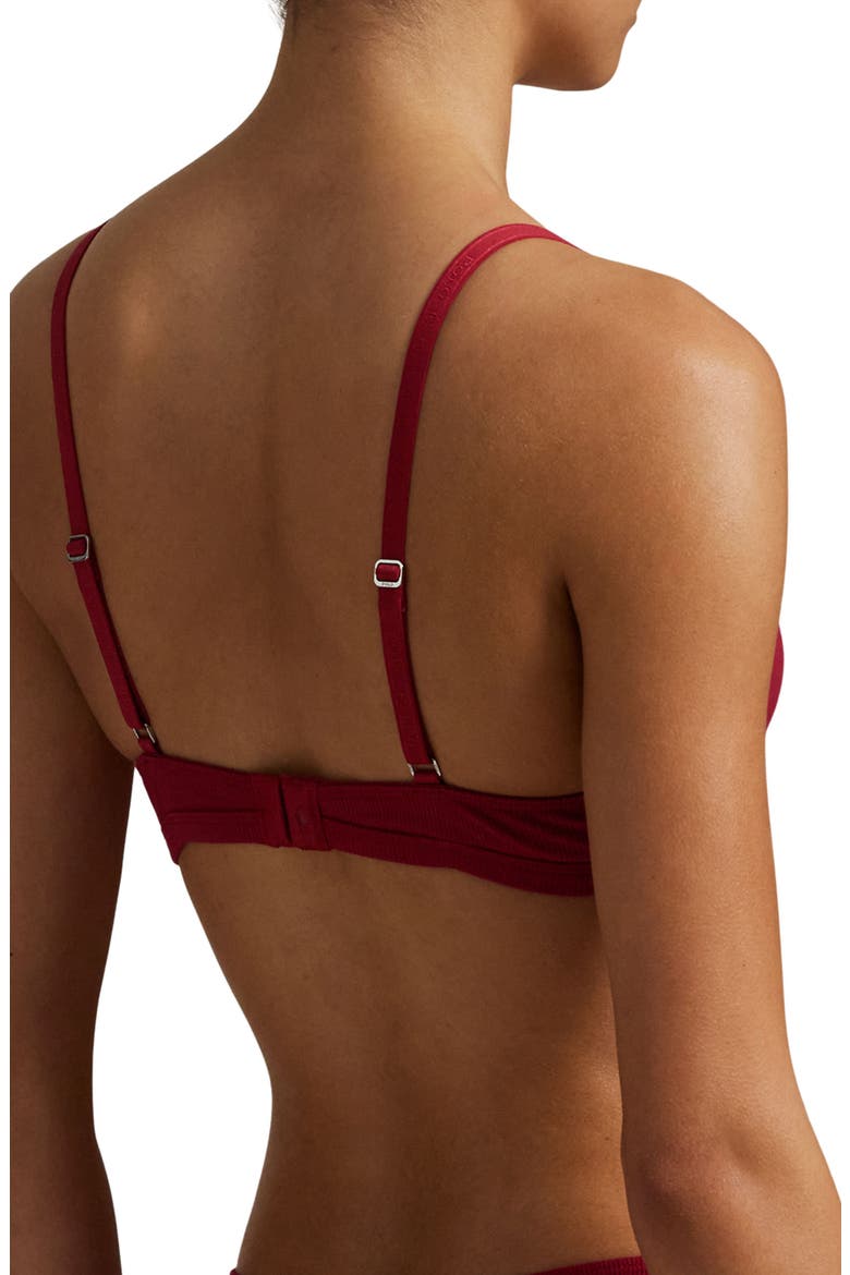 Stretch Cotton Rib Triangle Bralette, Alternate, color, CLASSIC RED