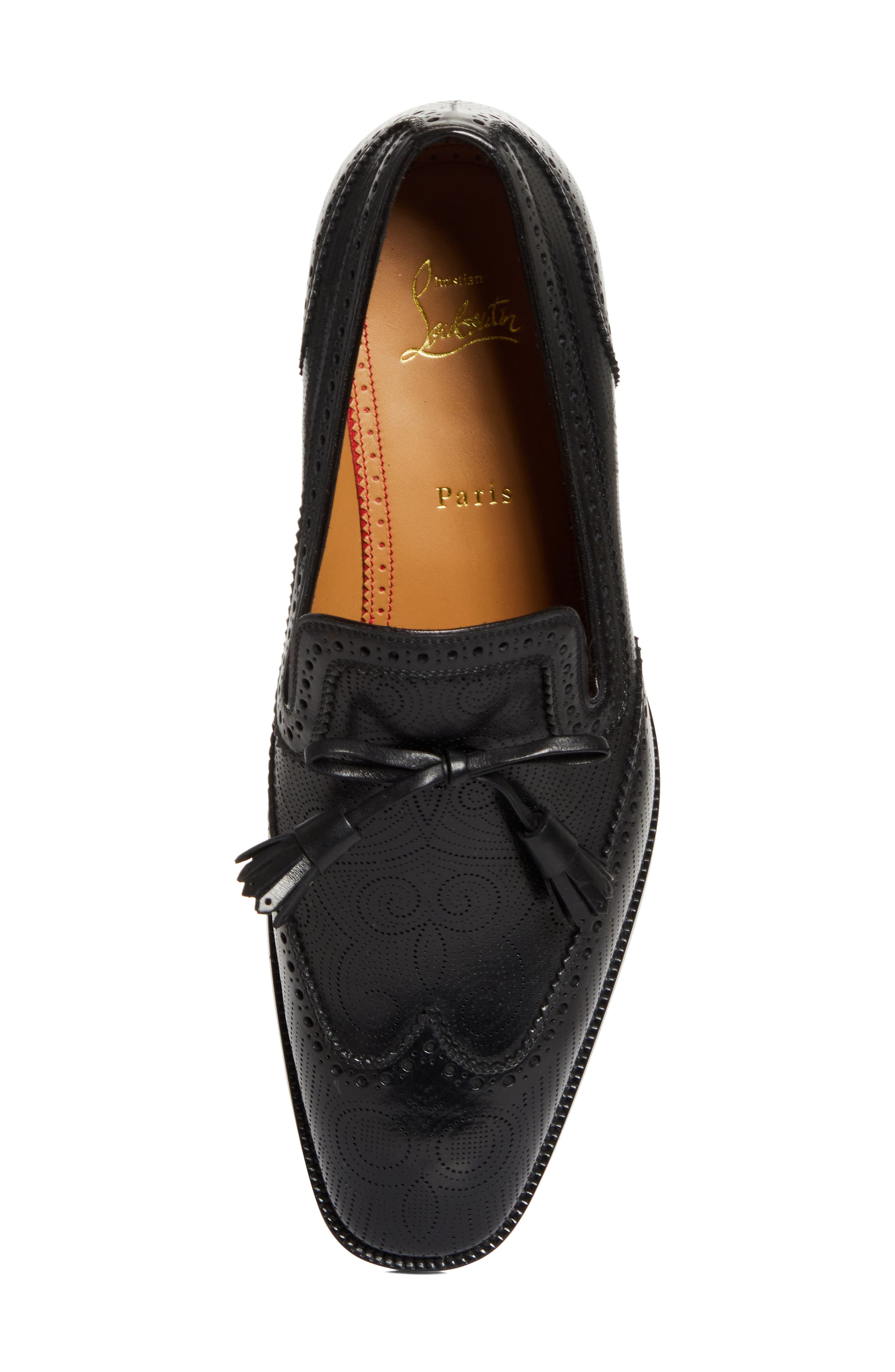 Christian Louboutin Grave Perforated Wingtip Venetian Loafer, Alternate, color, Black