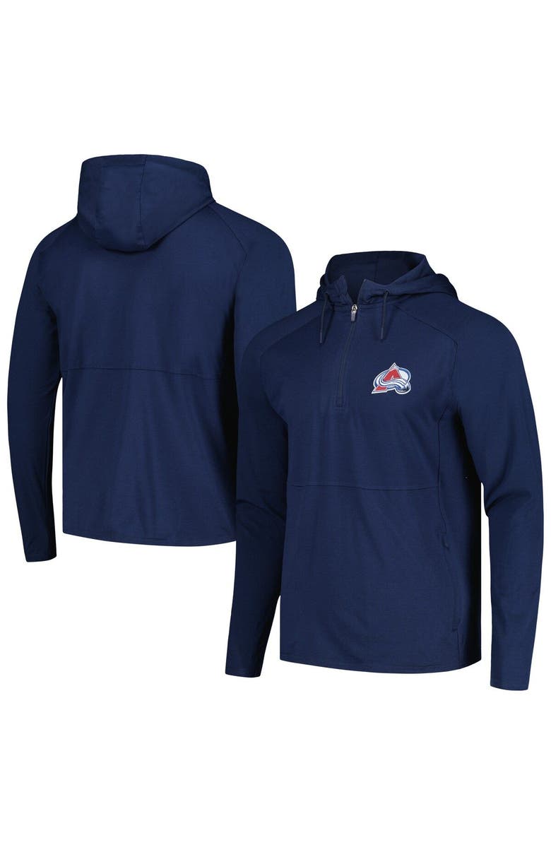 ANTIGUA Men's Antigua Heather Navy Colorado Avalanche Spikes Raglan Quarter-Zip Hoodie, Main, color, Heather Navy