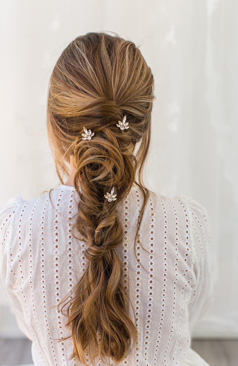 Brides & Hairpins Coco Set of 3 Crystal Hair Pins, Alternate, color, Gold