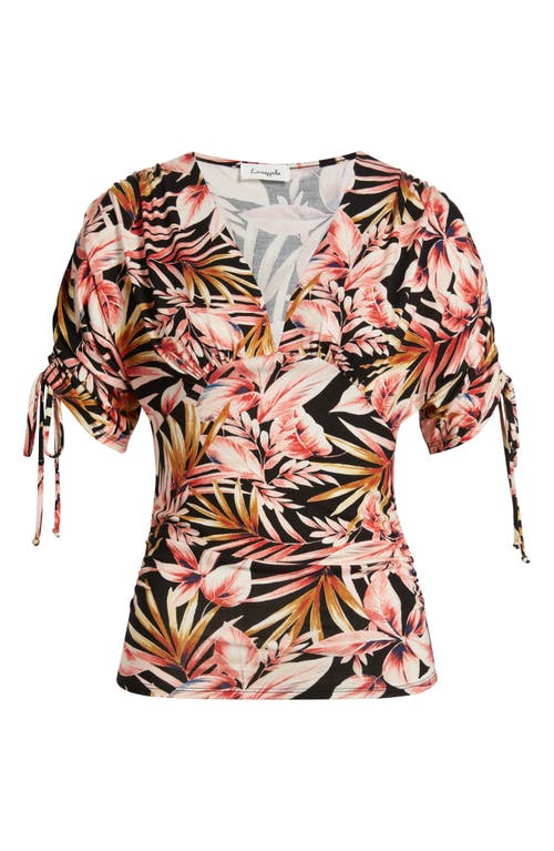 Loveappella Floral Print Empire Waist Jersey Top In Multi