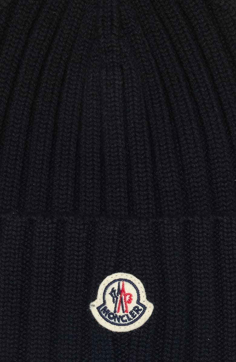 Moncler Rib Virgin Wool Beanie, Alternate, color, 