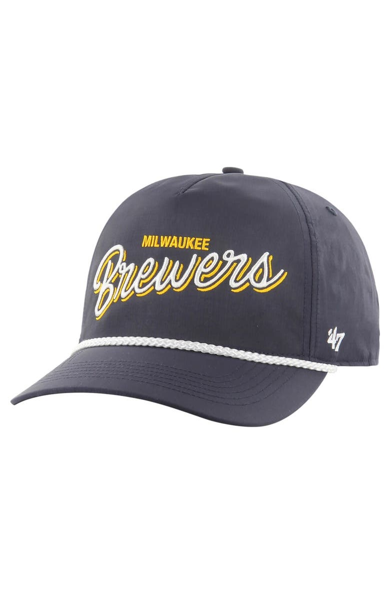 '47 Men's '47 Navy Milwaukee Brewers Fairway Hitch Adjustable Hat, Main, color,