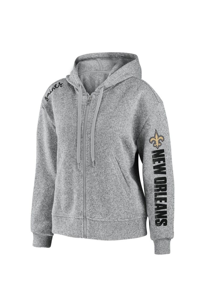 Women's WEAR by Erin Andrews Heathered Gray New Orleans Saints Full-Zip Hoodie, Alternate, color, Heather Gray