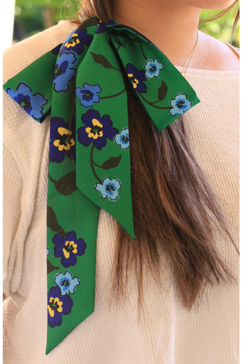 Silk Skinny Scarf Emerald Echo, Alternate, color, Green