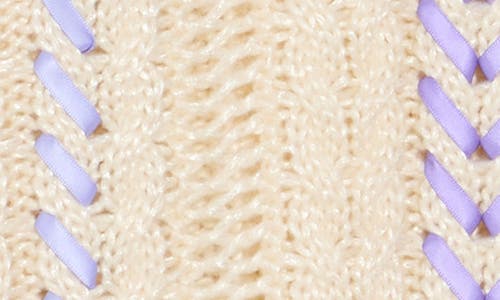 Cinq À Sept Nyla Marled Ribbon Accent Cardigan In Neutral