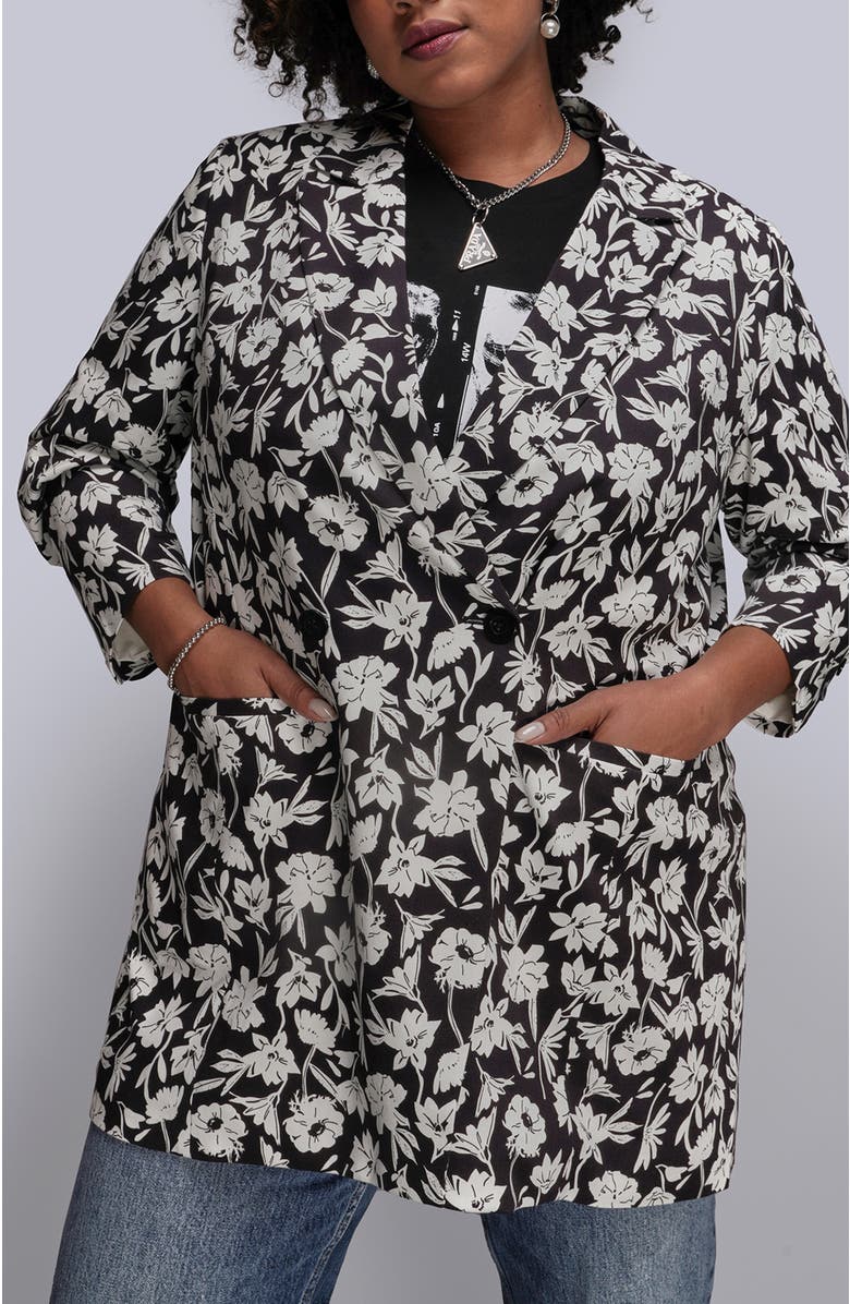 WILDFANG The Empower Double Breasted Blazer, Alternate, color, Monochrome Floral Black