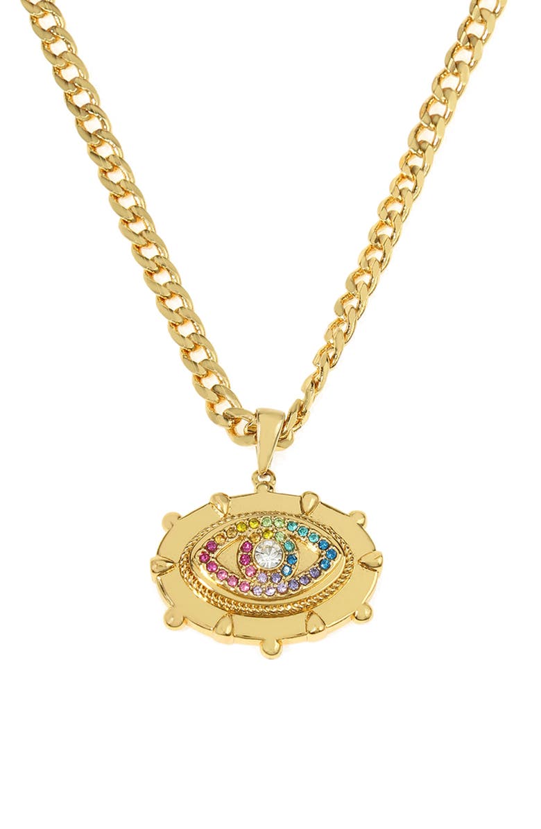 Kurt Geiger London Evil Eye Pendant Necklace, Alternate, color, Gold Multi