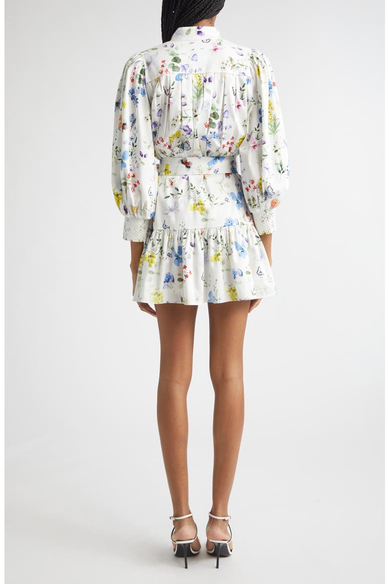 Cora Floral Print Mini Shirtdress, Alternate, color, TWISTING VINES OFF WHITE
