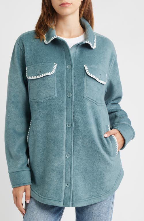 Thread & Supply Whipstitch Detail Polar Fleece Shirt Jacket In Blue