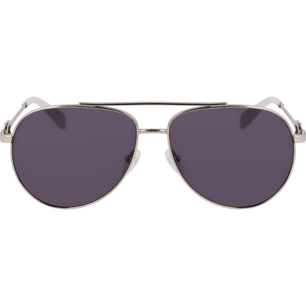 Longchamp Foulonn 58mm Aviator Sunglasses In Silver/grey