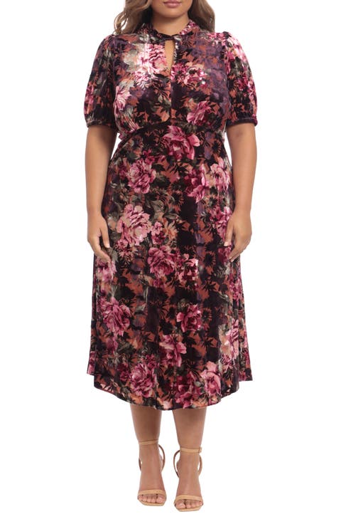 Floral Keyhole Midi Dress