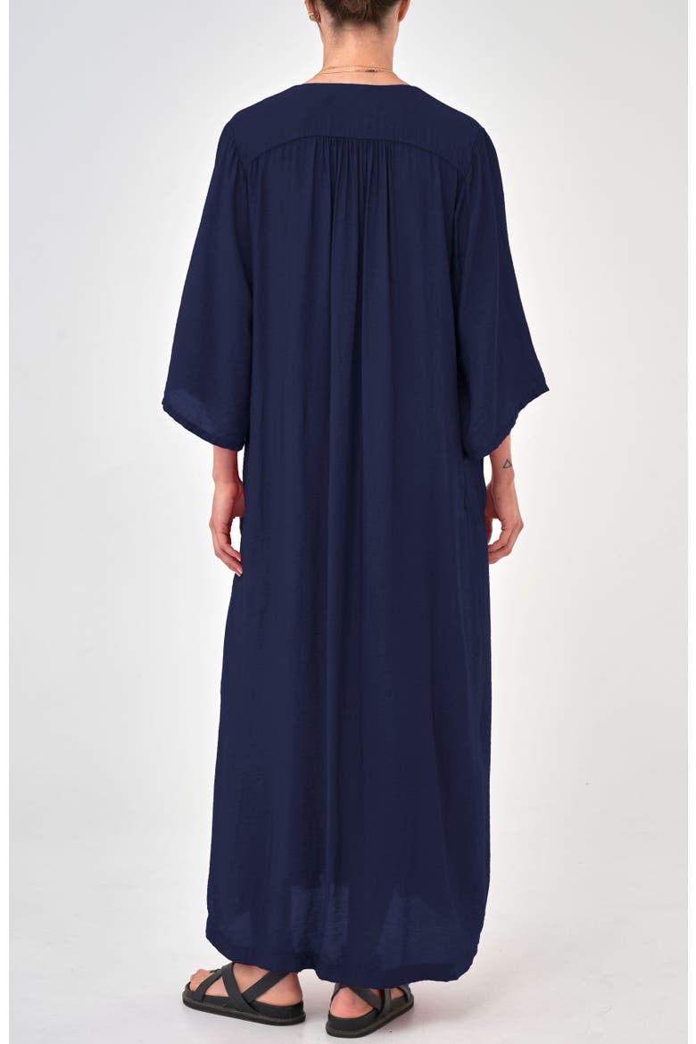Cupro Rouched Front Caftan, Alternate, color, Navy