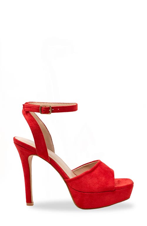 Chase & Chloe Chase And Chloe Ankle Strap Platform Pump In Red