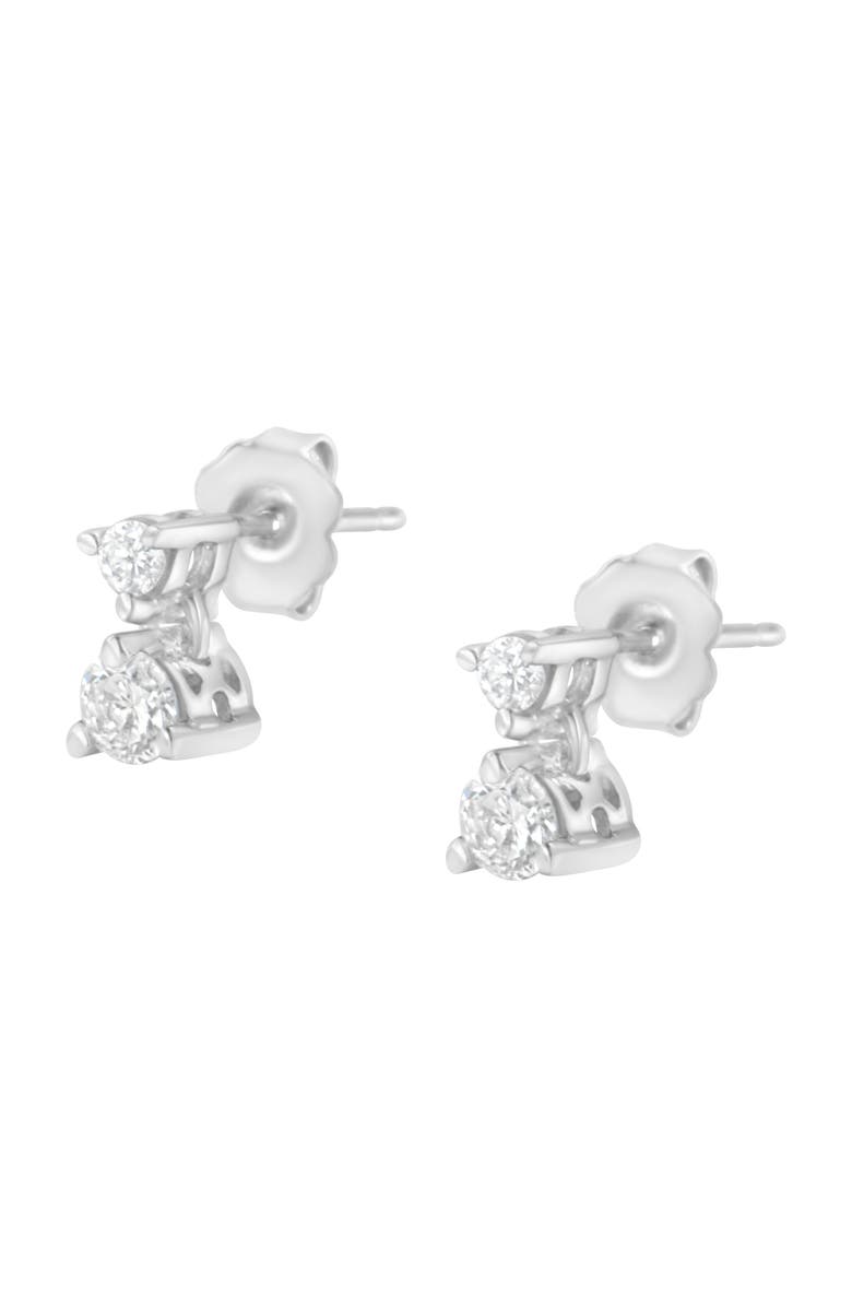 Haus of Brilliance 14KT White Gold 1/2 Ct Double Diamond Dangle Stud Earrings, Alternate, color, White