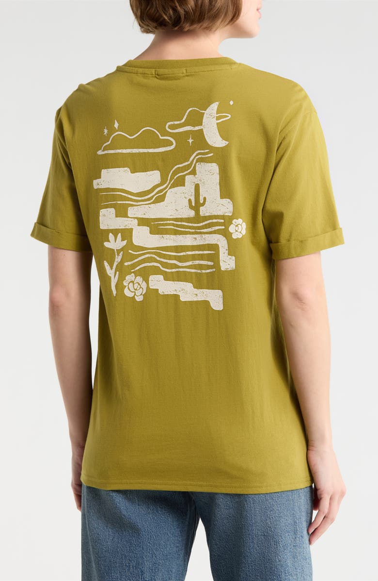 Scotch & Soda Relaxed Fit Roll Cuff Graphic T-Shirt, Alternate, color, Green Moss W/ Whitecap