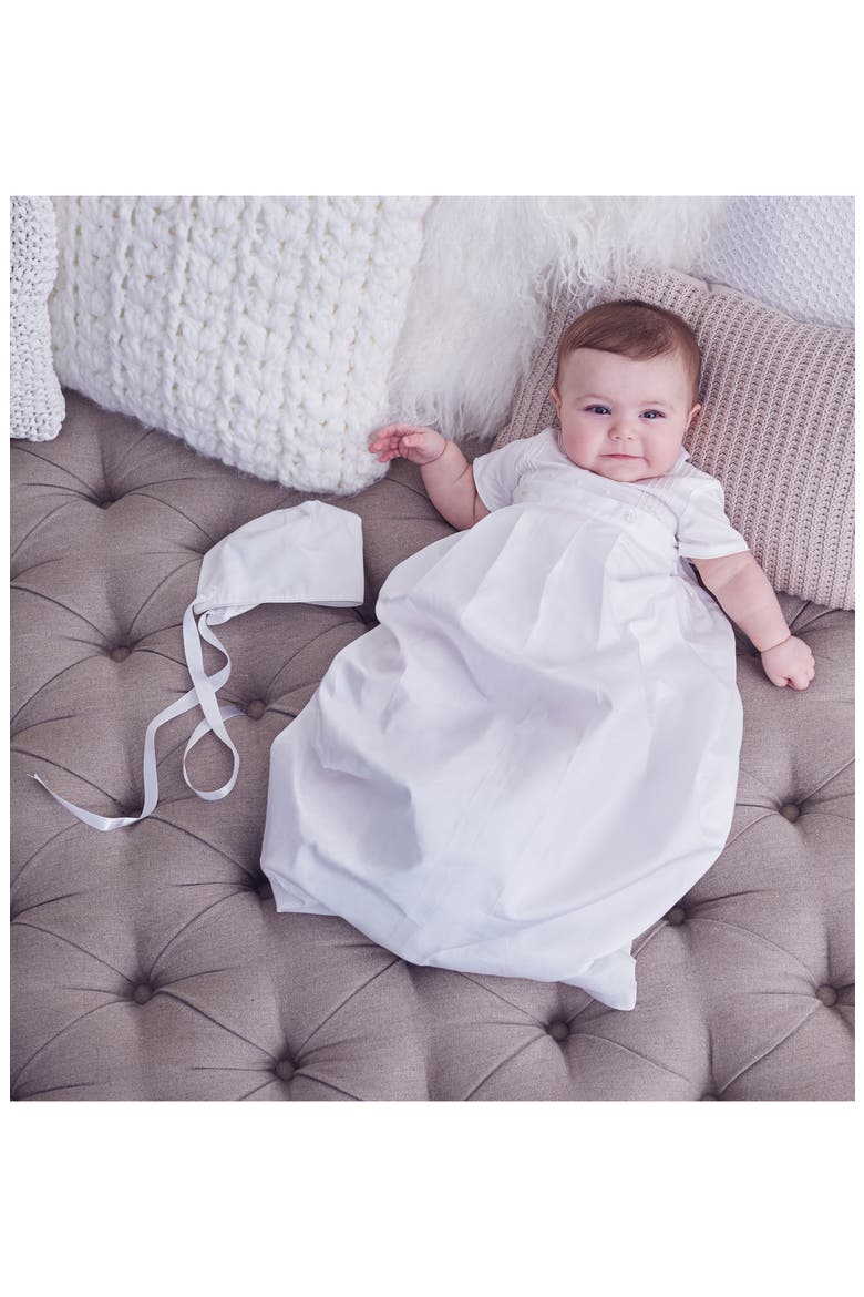 Graham Christening Romper, Detachable Skirt & Hat Set, Alternate, color, WHITE