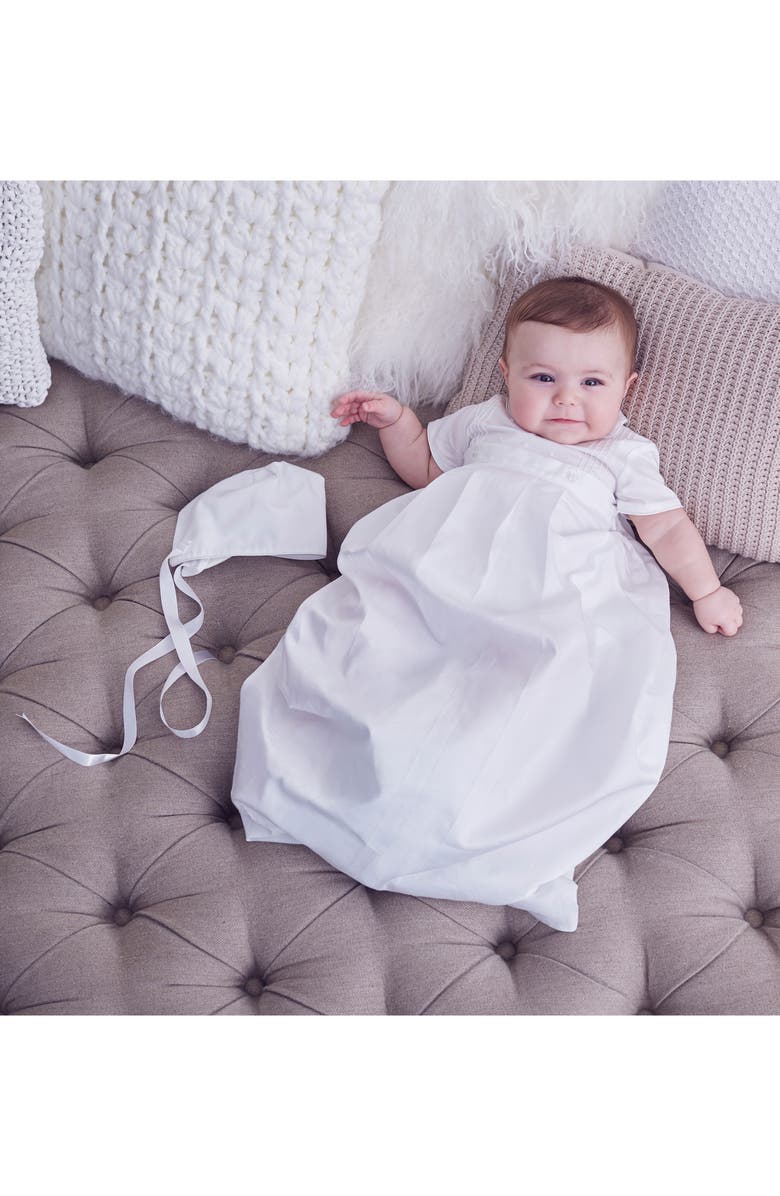 Kissy Kissy Graham Christening Romper, Detachable Skirt & Hat Set, Alternate, color, White