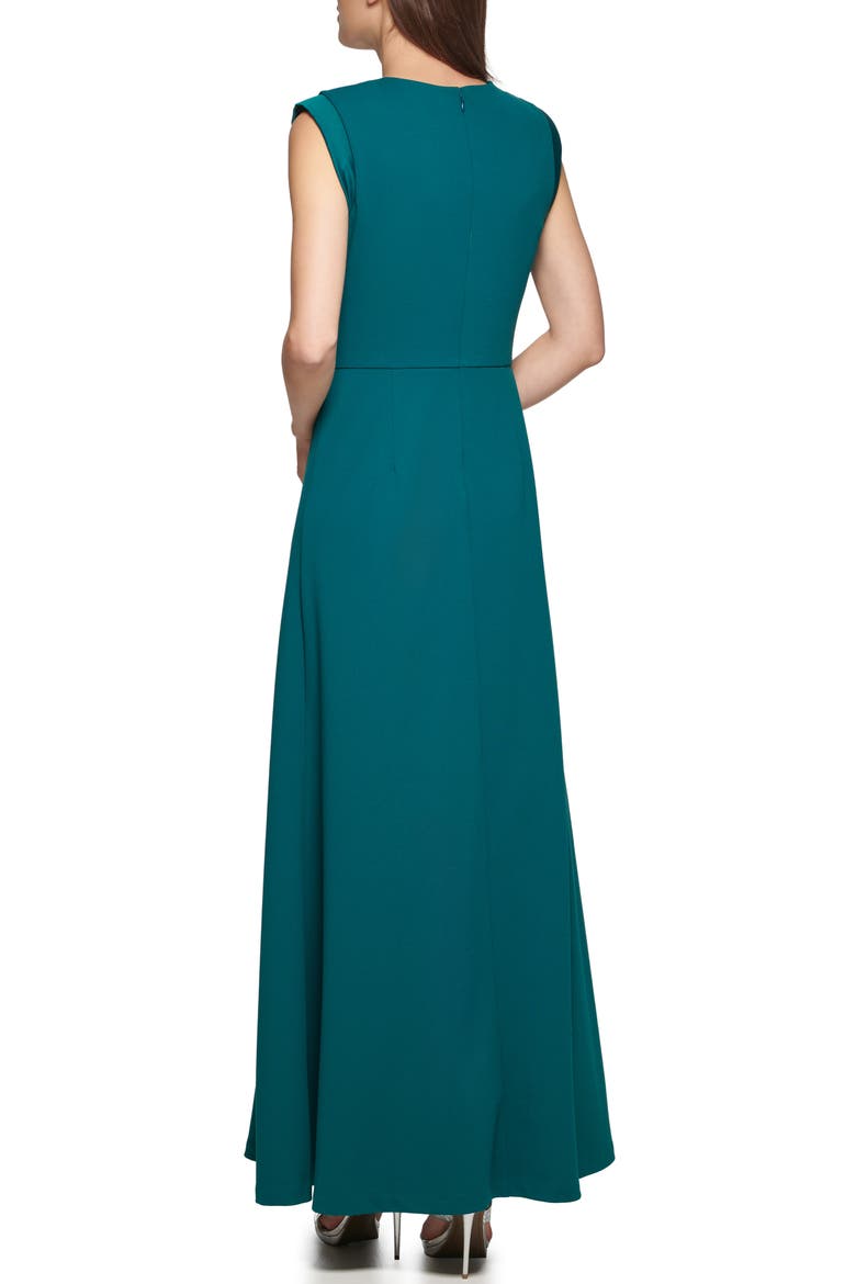 Cap Sleeve Side Tie Gown, Alternate, color, FOREST GREEN