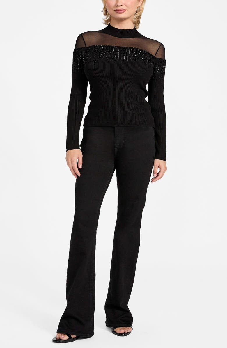GUESS Jeena Illusion Neck Sweater, Alternate, color, Jblack-Black