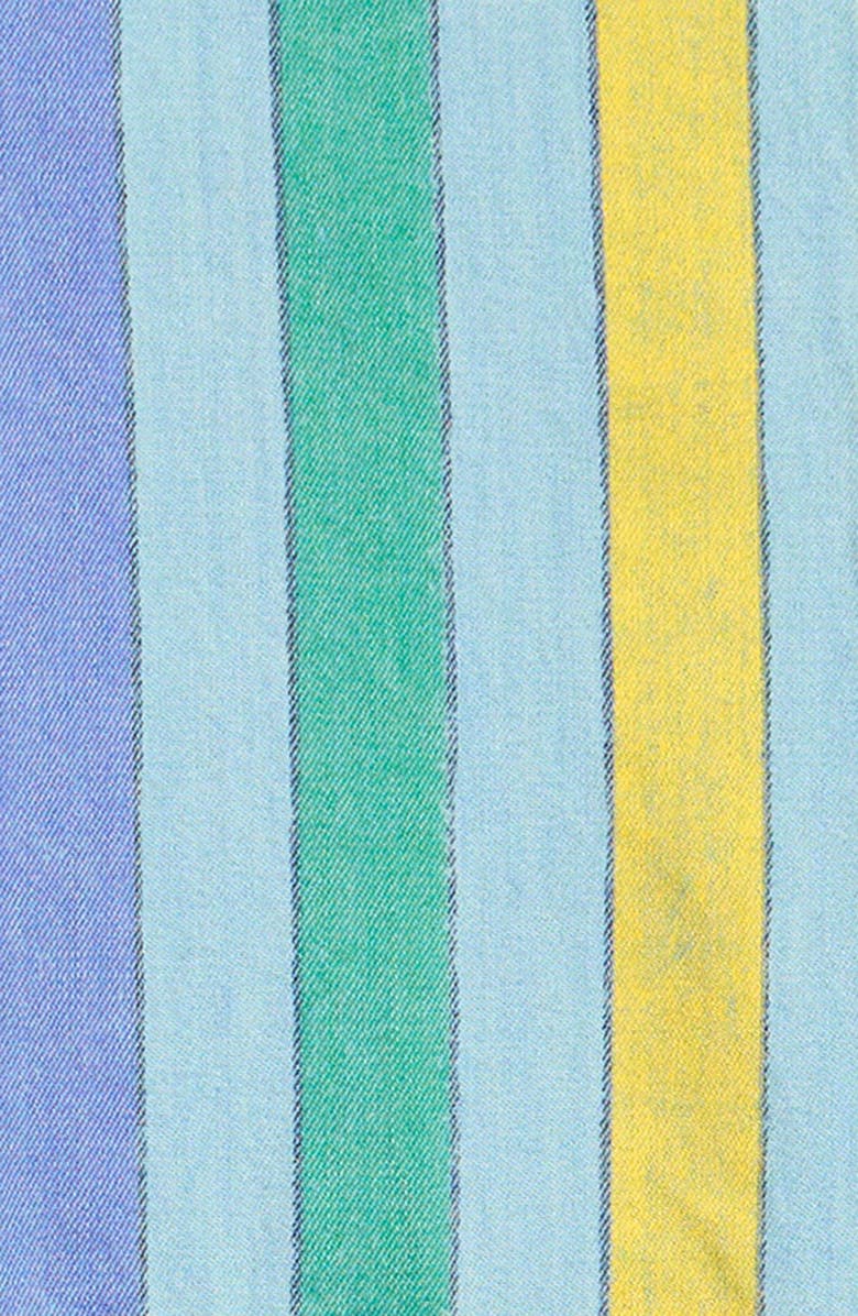 Bobo Choses Multicolor Stripes Denim Romper, Alternate, color, Blue Multicolor