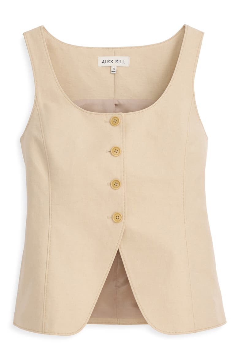 Gabby Linen & Cotton Vest, Alternate, color, TAN