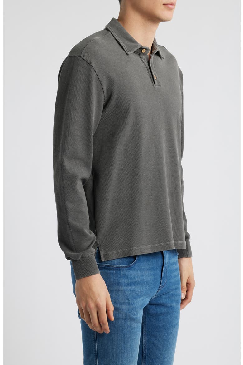 Caza Rib Organic Cotton Long Sleeve Polo, Alternate, color, SLATE