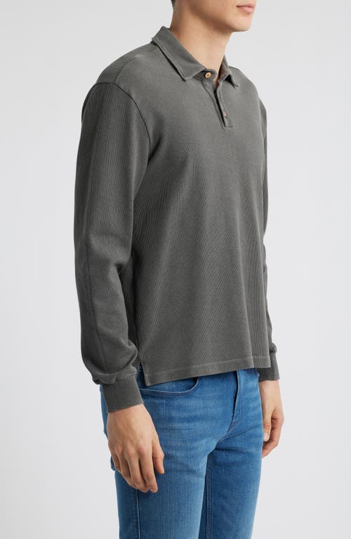 Alex Crane  Caza Rib Organic Cotton Long Sleeve Polo In Slate