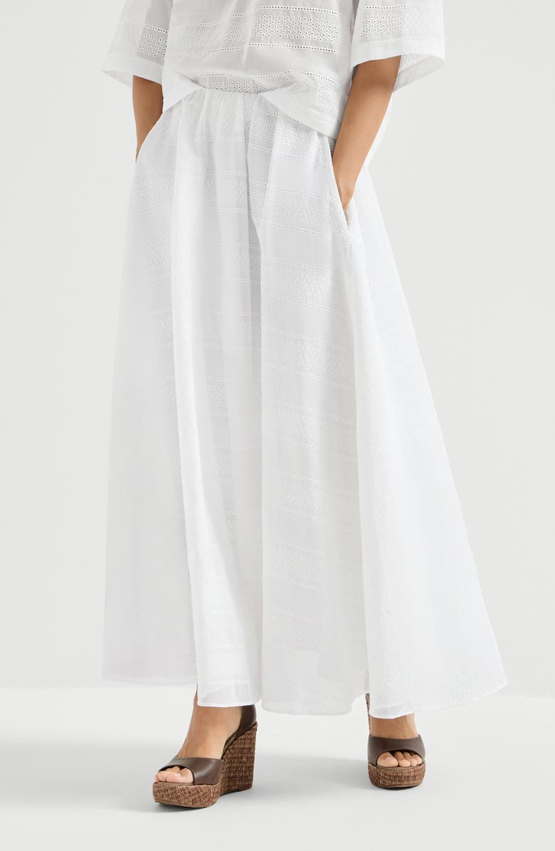 Brunello Cucinelli Broderie anglaise skirt, Alternate, color, White