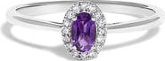 Haus of Brilliance 10K White Gold Oval and Diamond Accent Halo Birthstone Ring